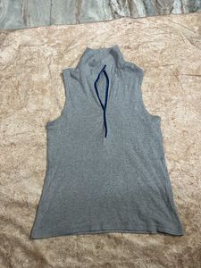 Sleeveless Grey Mock Neck Top