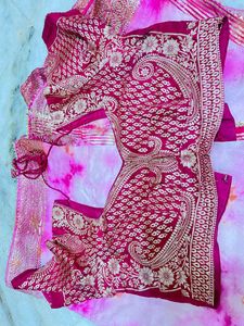 Elegant Pink Tie-Dye Saree