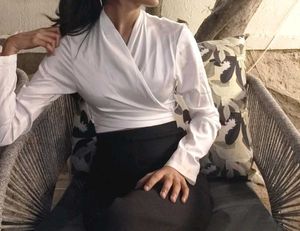 Chic White Wrap Top