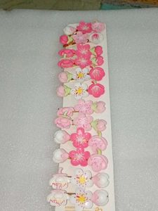 Cute Pink Flower Hair Clips Set pack of 12