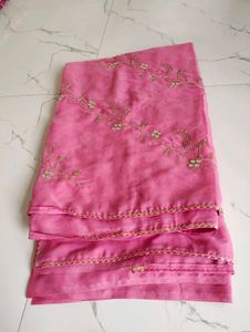 Elegant Pink Embroidered Saree