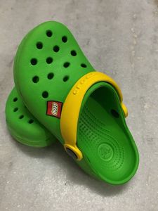 Green Crocs with Yellow Straps