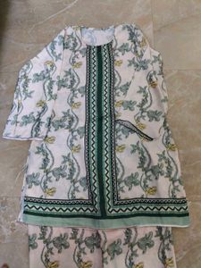 Green Floral Tunic &amp; Wide-Leg Pants Cod Set