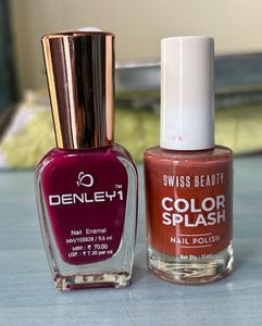 2 Nail Polishes - Burgundy & Copper