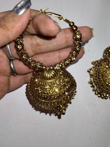 Elegant Gold Jhumka Hoop Earrings