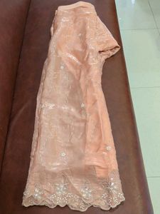 Rich Ethnic Peach Net Top-Palazzo Set