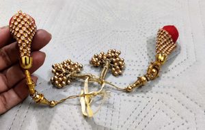 Ethnic Gold &amp; Red Tassels set of 4( Latka