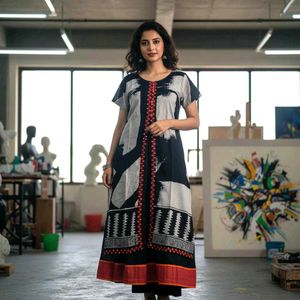 Boho Abstract Print kurta with jacket