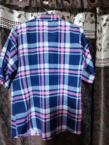 Checkered Button-Up Tunic