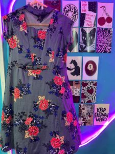 Floral Print Grey Ethnic Gown