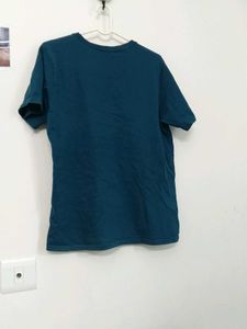 Teal T-Shirt with Red Tulip Print