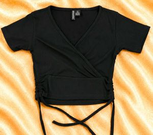H&M black wrap crop top