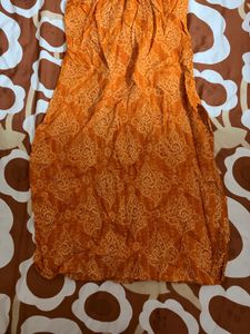 Elegant Orange Printed Kurta Set