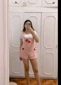 Cute Strawberry Courdoy Playsuit