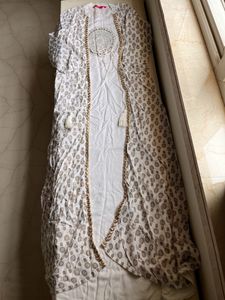 Elegant White Kurti with Attached Printed Jacket