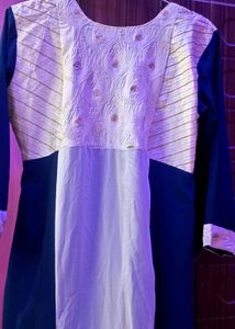 Blue and White Peacock Kurta