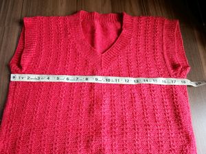 Carrot colour Hand Made sleeveless Woolen sweater for men (Adult ko easily aa jata hai)