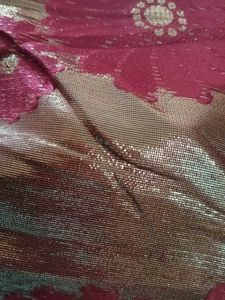 Elegant Gold and Red Floral Saree