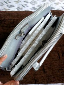 Kenneth Cole Silver Textured Hand Bag