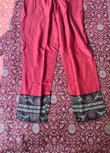 Ethnic Red Pants with Detail