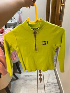 Lime Green Zip-Up Crop Top