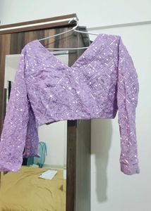 Elegant Lavender Saree with Embellished Blouse