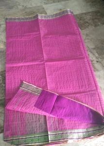 New Fancy Golden Checks cotton Saree attached fall