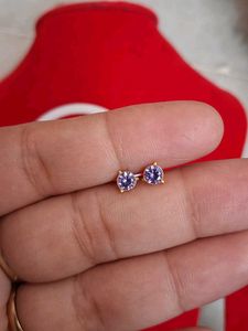 beautiful Purple Stud Earrings gold