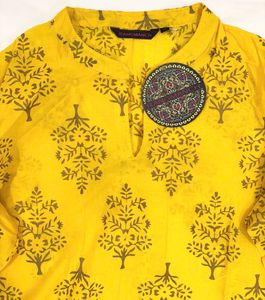 Yellow Printed Kurta