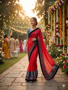 Fancy saree with readymade blouse