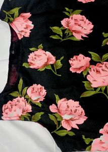 Black Floral Print Midi Dress