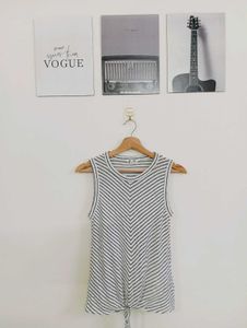 Striped Sleeveless Tie-Front Top