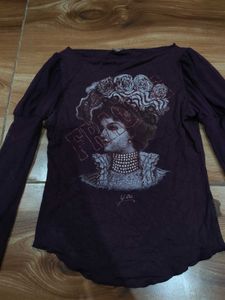 Unique Graphic Print Long Sleeve Top