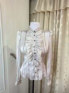 Chic Striped Ruffle Blouse