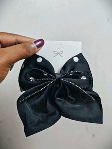 Chic Black Polka Dot Bow Hair Clip