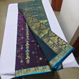 Elegant Teal & Purple Saree