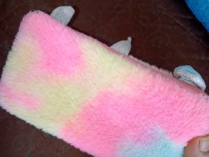 Fluffy Rainbow Unicorn Pencil Case