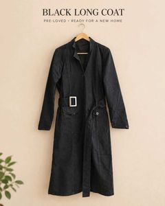 Elegant Black Maxi Trench Coat