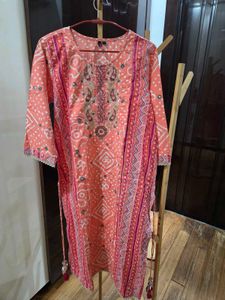 Embroidered Peach Kurta Set