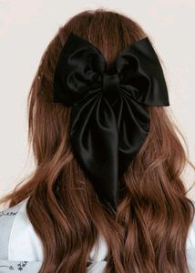 Navy Satin Hair Bow & Scrunchie Set