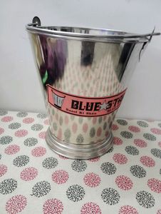 Vintage Blue Star Stainless Steel Bucket