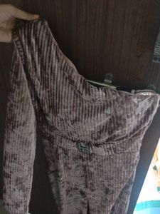 Elegant Velvet Pleated Jumpsuit