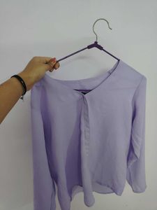 Lilac V-Neck Long Sleeve Blouse