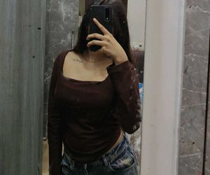 Brown Square Neck Long Sleeve Top
