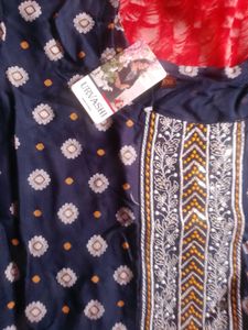 Elegant Navy Blue Printed Kurta