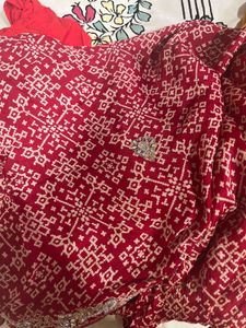 Vibrant Red Bandhani gajji modal silk