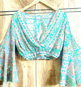 Boho Print  Art silk Crop Top Size-34