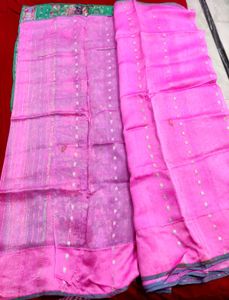Pink &amp; Green Saree (free Blouse)