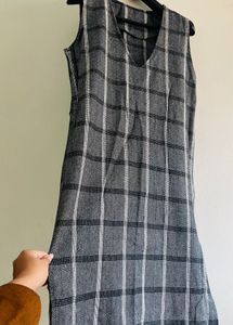 Black&amp; White Checks Winter Sweater Dress One Piece