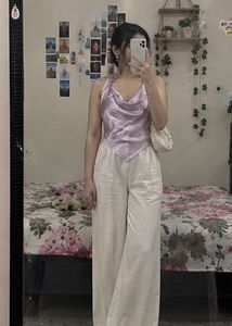 Satin Cowl Neck Halter Top